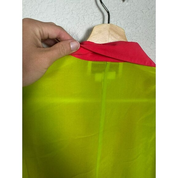 Diane Gilman Silk Blouse Top Size Large Sequin Tropical Dolphin Colorful - Picture 11 of 12